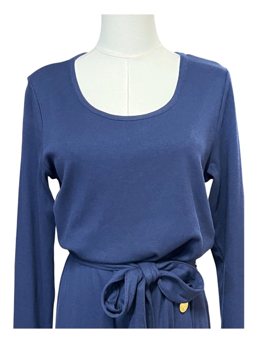 π NWT Ralph Lauren Navy Blue Belted Midi Dress | Size 14 - Picture 2 of 7